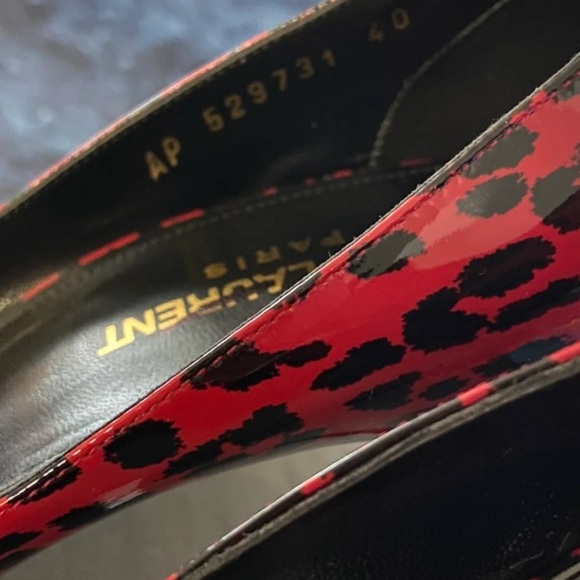 Saint Laurent Red Leopard Print Patent Leather YSL red leopard heels - Picture 7 of 10